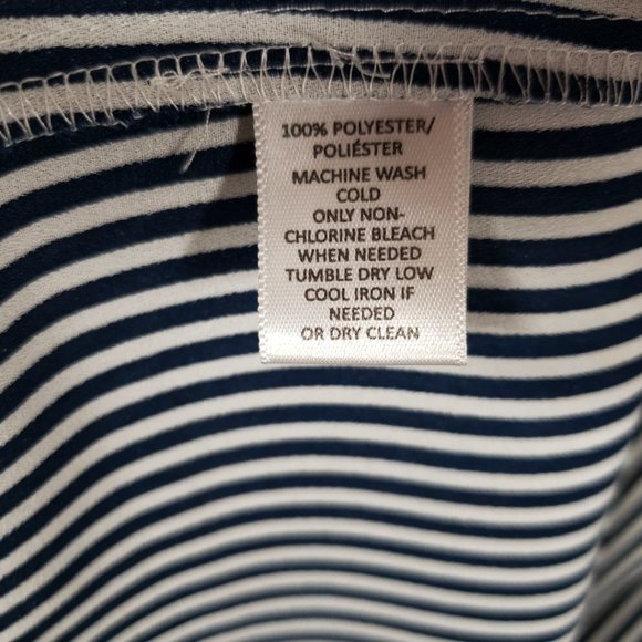 Loft S Women's Blue White Striped V Neck Ruffle Bell Sleeve Blouse Top - Picture 6 of 6